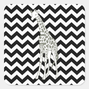 Black Safari Chevron with Pop Art Giraffe Square Sticker