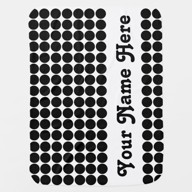 Black Safari Dot with name Baby Blanket (Front)