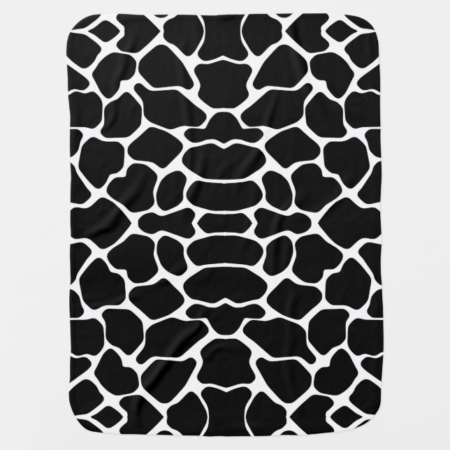 Black Safari Giraffe Swaddle Blanket (Front)