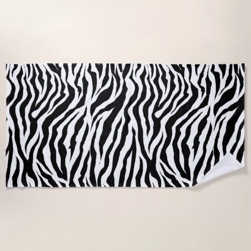 Black Safari Pattern animal zebra Beach Towel