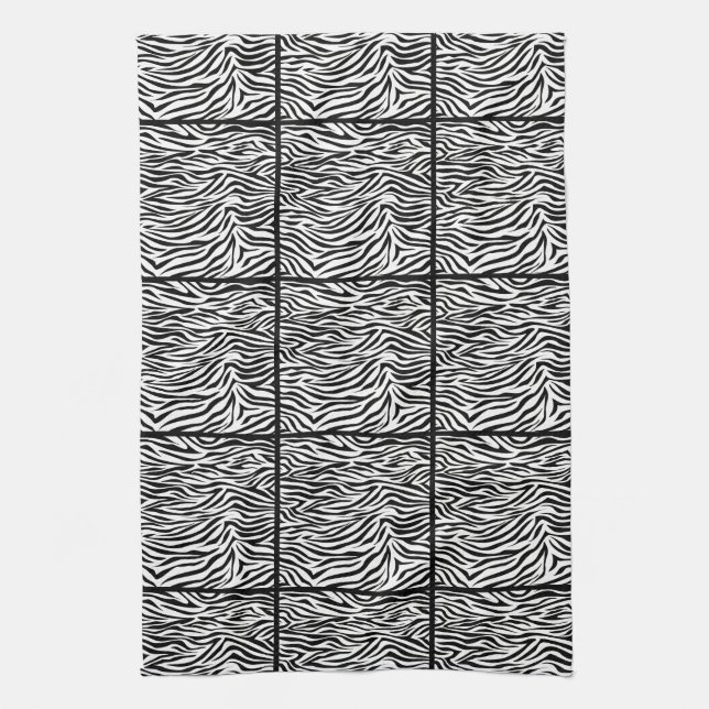 Black Safari Zebra, tiled design Towel (Vertical)