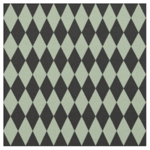 Black & Sage Green Harlequin Diamonds Fabric