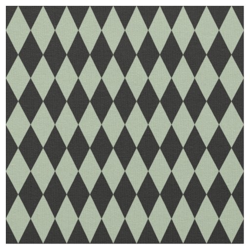 Black & Sage Green Harlequin Diamonds Fabric