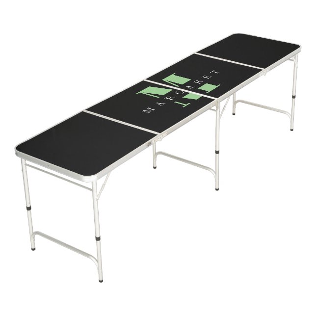 Black Sage Green Simple Modern Monogram Name Beer Pong Table (Angled)
