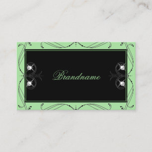 Black Sage Green Sparkle Jewels Ornate Ornaments Business Card
