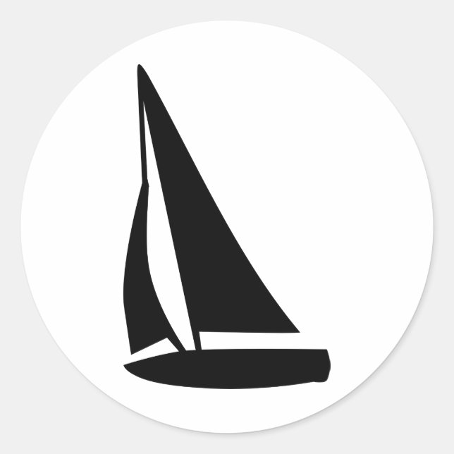 Black sailing boat classic round sticker (Front)