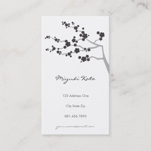 Black Sakura Cherry Blossoms Flowers Oriental Zen Business Card