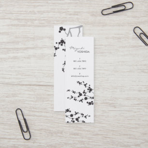 Black Sakura Cherry Blossoms Flowers Oriental Zen Mini Business Card