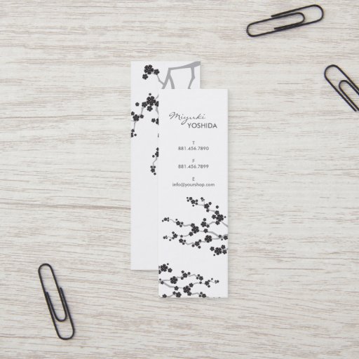 Customizable Black Sakura Cherry Blossoms Flowers Oriental Zen Business Card