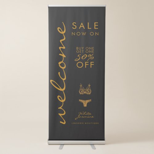 Black Sale Now On Underwear Store With Gold Logo Retractable Banner