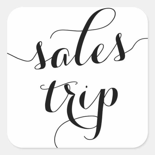 Black Sales Trip Cute Modern Calligraphy Square Sticker (Front)