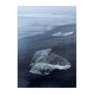 Black sand beach and ice, Iceland Acrylic Print