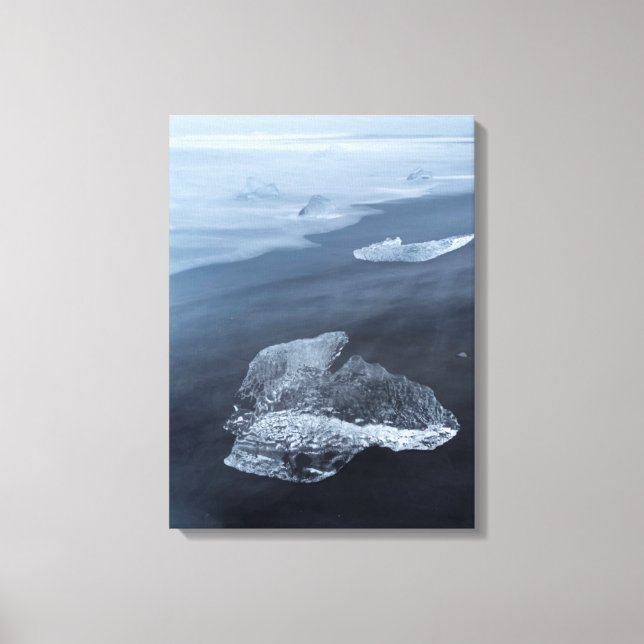 Black sand beach and ice, Iceland Canvas Print (Front)