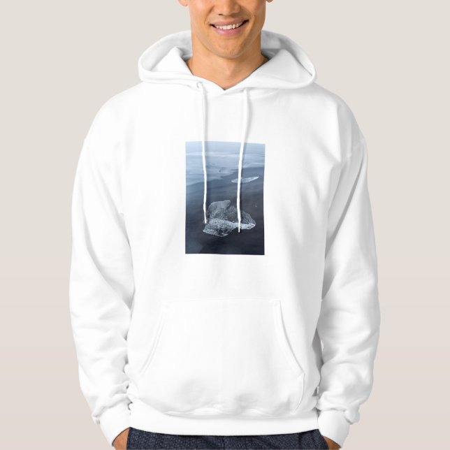Black sand beach and ice, Iceland Hoodie (Front)