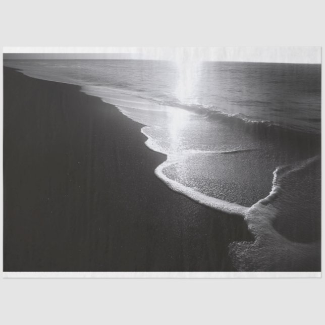 Black Sand Beach Decoupage Tissue Paper (Front)