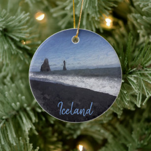 Black Sand Beach, Iceland Ceramic Ornament