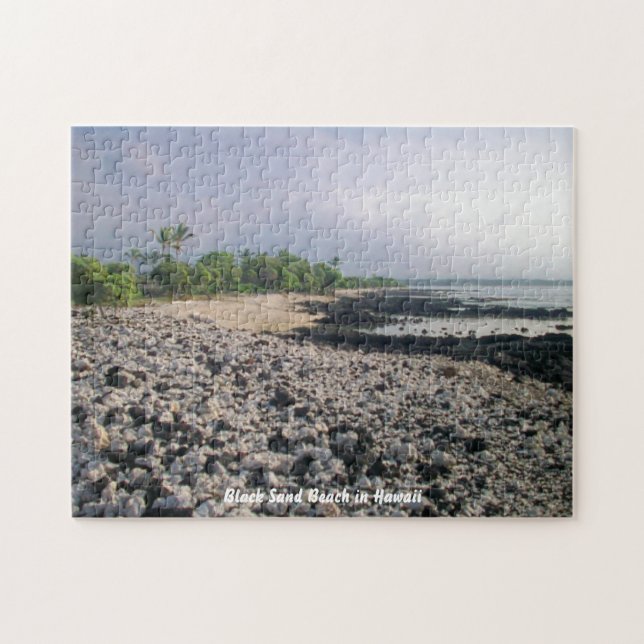 Black Sand Beach in Hawaii Jigsaw Puzzle (Horizontal)