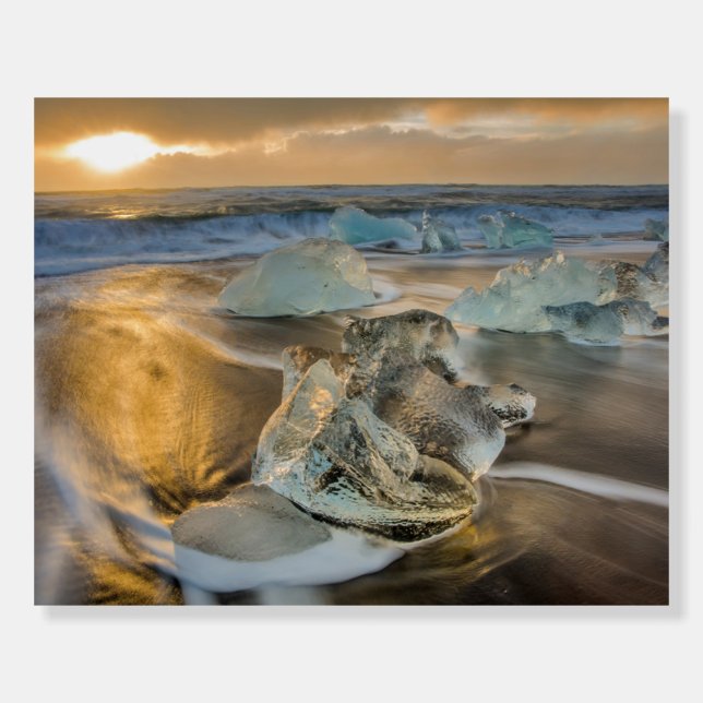 Black Sand Beach | Jokulsarlon South Iceland Foam Board (Front)