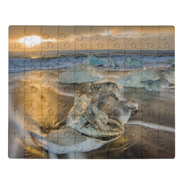 Black Sand Beach | Jokulsarlon South Iceland Jigsaw Puzzle (Puzzle Horizontal)