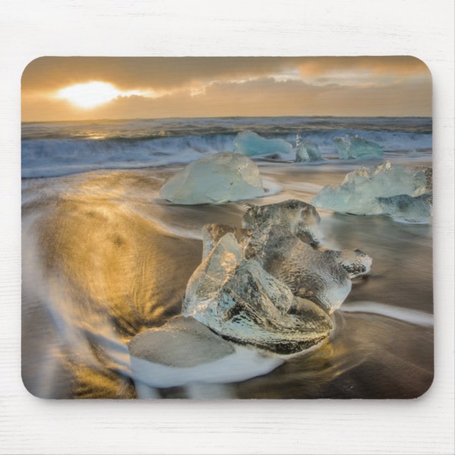 Black Sand Beach | Jokulsarlon South Iceland Mouse Pad (Front)