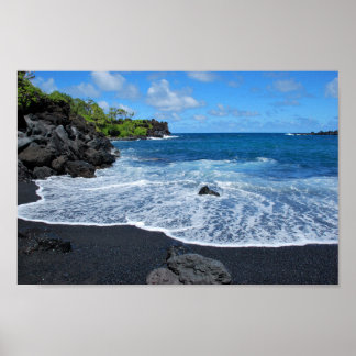Black Sand Beach, Waianapanapa State Park, Maui Po Poster