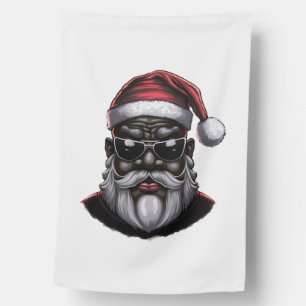 Black Santa, African American Santa Claus House Flag