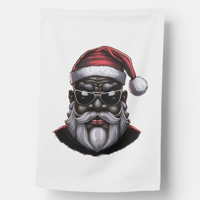 Black Santa, African American Santa Claus House Flag (Front)