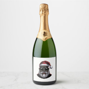 Black Santa, African American Santa Claus Sparkling Wine Label