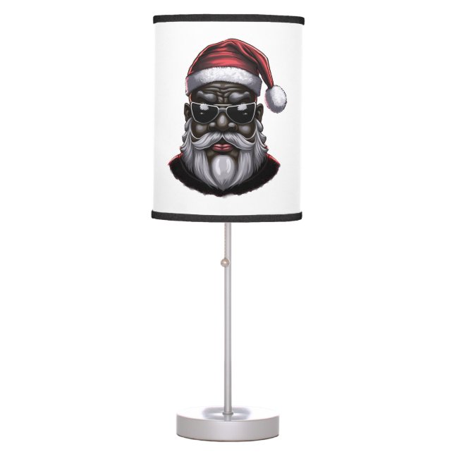 Black Santa, African American Santa Claus Table Lamp (Front)