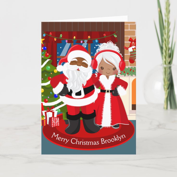 Black Santa and Mrs. Claus Holiday Card | Zazzle