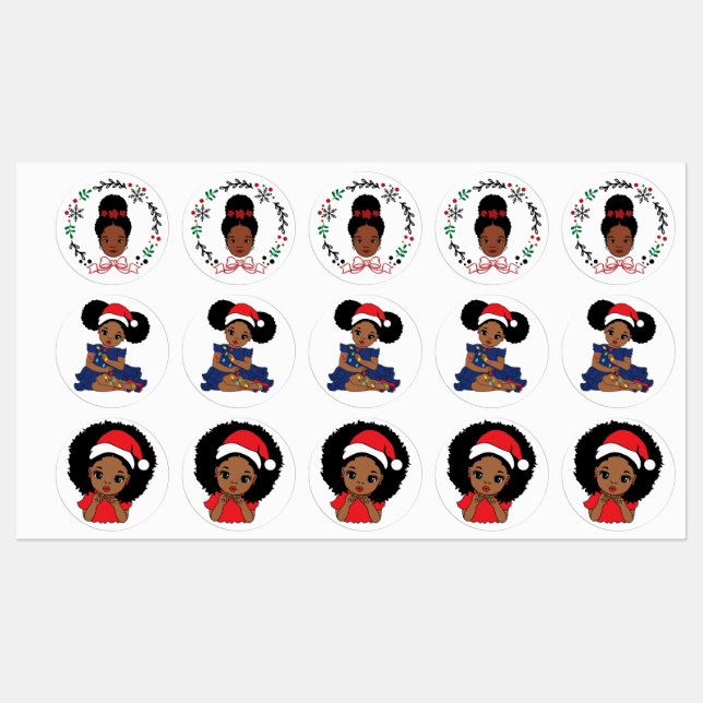 Black Santa Believe Melanin Man Christmas Cheer Labels (Sheet)