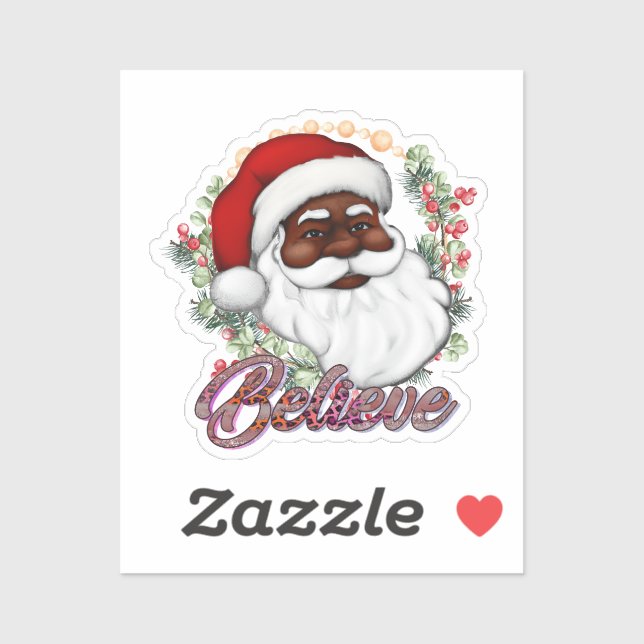 Black Santa Believe Melanin Man Christmas Cheer Sticker (Sheet)