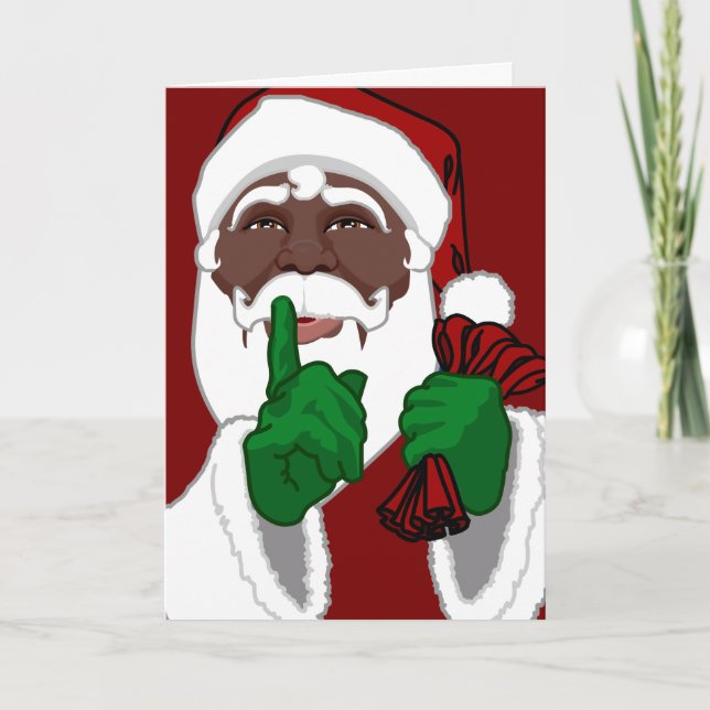 Black Santa Cards Custom Christmas Greetings Card (Front)