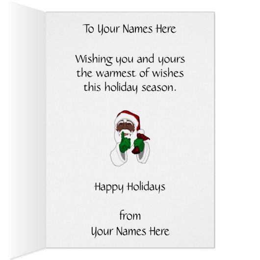 Black Santa Cards Custom Christmas Greetings Card (Inside (Right))