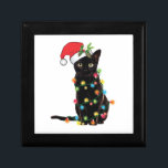 Black Santa Cat Tangled Up In Lights Christmas Gift Box<br><div class="desc">Black Santa Cat Tangled Up In Lights Christmas</div>