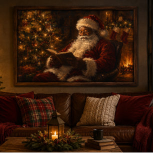 Black Santa Christmas Acrylic Wall Art 36x24