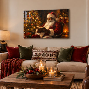 Black Santa Christmas Acrylic Wall Art 36x24