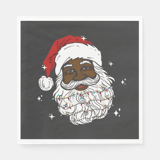 Black Santa Christmas Black History Xmas  Napkins (Front)