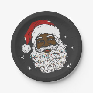 Black Santa Christmas Black History Xmas Paper Plates