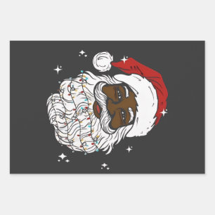 Black Santa Christmas Black History Xmas Wrapping Paper Sheets