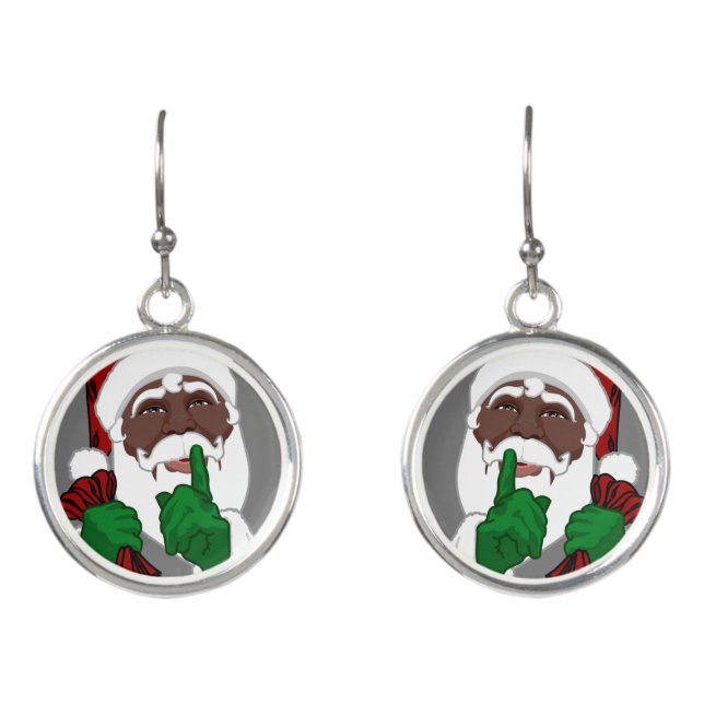 Black Santa Christmas Earring African Santa Earrings (Front)