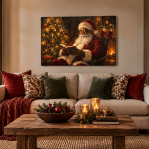 Black Santa Christmas Gallery Wrap 36x24