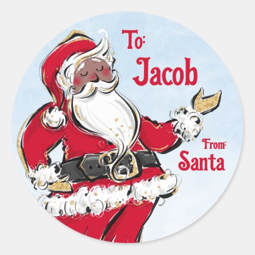 Black Santa Christmas Gift Tag Stickers From Santa