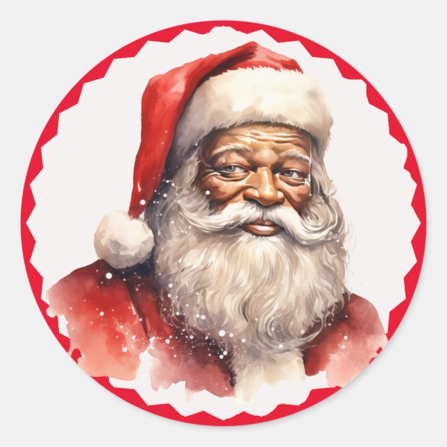 Black Santa Christmas Sticker (Front)