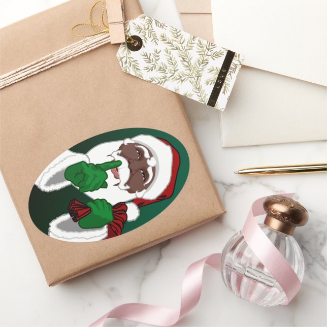 Black Santa Christmas Sticker Santa Clause Sticker (Gifting)