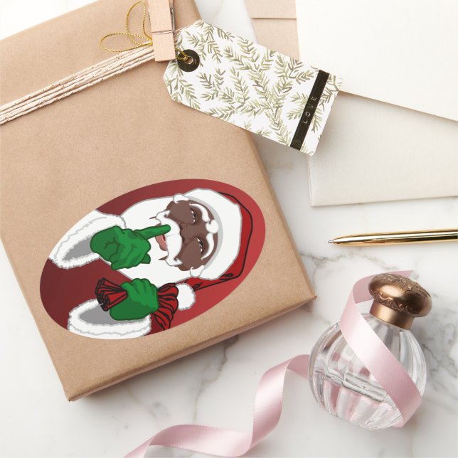 Black Santa Christmas Sticker Santa Clause Sticker (Gifting)