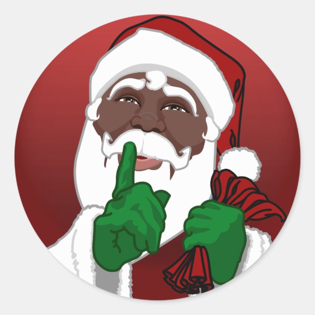 Black Santa Christmas Sticker Santa Clause Sticker (Front)