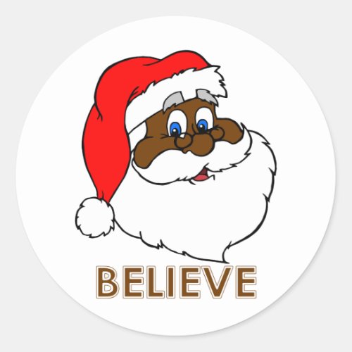 Black Santa Classic Round Sticker