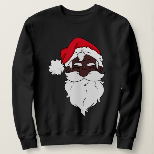 Black Santa Claus African American Santa Face Xmas Sweatshirt