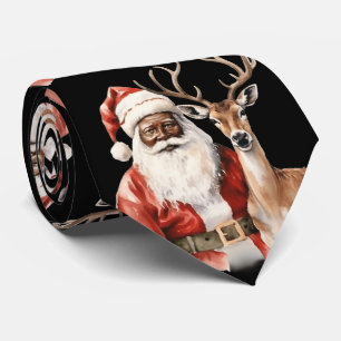 Black Santa Claus and Deer Neck Tie
